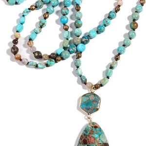 Boho Necklaces for Women/Men Trendy,32/35/36 Inch Natural Stone Beaded Long Pend